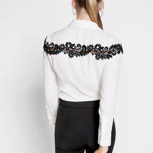 Nwt Express Portofino Shirt Slim Fit Convertible Sleeve Lace Inset